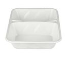 Barquette blanche 2 compartiments en pulpe de canne à sucre pour menu h45 x220 Firplast