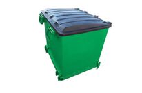 Benne à fond ouvrant avec couvercle en PEBD