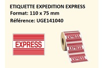 Etiquette envoi express rouge pour paquet colis, pochette