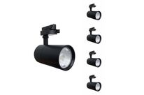 Pack de 5 - Spot LED sur Rail 30W 80° Compact Monophasé - Blanc Froid 6000K - 8000K / Noir