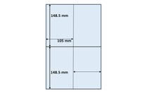 50 ex Feuille A4 avec 4 étiquettes  105 x 148.5  mm