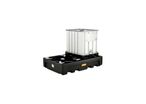 Bac de rétention 1 100 litres CUBI-PE pour 2 cubitainer sans caillebotis - Pour huiles,