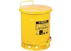 Justrite - Poubelle de Sécurité Jaune 38L Acier - Ouverture Pédale - Recyclable 100%