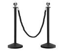 Lot de 2 poteaux noirs tête boule inox avec corde tressée 2 m