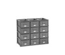 Rack de rangement 12 postes avec caisses métalliques vernies 27 litres
