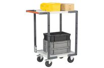 Servante 664462 FIMM flat-pack 2 plateaux mélaminé, 550 x 500 mm, roues caoutchouc, 250 kg