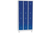 Manutan Expert - Vestiaire multicases sur pieds L=300mm 3 colonnes 6 cases bleu - Acier époxy - 1900x885x500mm - Garanti 10 ans