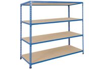 Manutan Expert - Rayonnage mi-lourd Rapid 2 - 1980x1525x610mm Bleu - 4 niveaux - 340kg/tablette - Montage sans outils