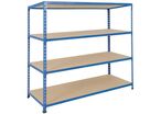 Manutan Expert - Rayonnage mi-lourd Rapid 2 - 1980x1525x610mm Bleu - 4 niveaux - 340kg/tablette - Montage sans outils