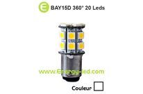 Ampoule 12V/24V BAY15D 20 leds SMD 5050 360° Lumière du jour