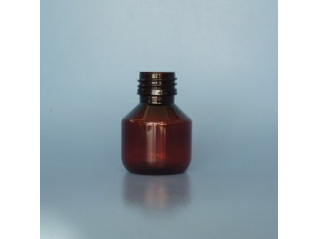 Flacons sirop PET ambré ronds diam 28 50ml