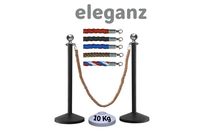 Lot de 2 poteaux noirs tête cylindrique inox avec corde tressée 2 m