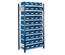 Rayonnage avec 40 bacs à bec de 8 litres