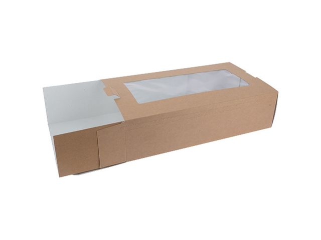 Coffret repas kraft brun avec fenêtre et insert 340x180x90 mm x 50 Firplast