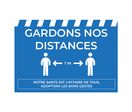 Signalétique Vinyle A3 " Gardons nos Distances" Texte Blanc Fond Bleu h.297 x l.420 mm
