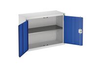 Bott - Armoire à portes battantes murale - 2 portes, 1 tablette - Gris clair/Bleu - Acier - 800x350x600 mm - Charge 35kg/tablette
