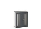 Armoire lourde CUBIO à portes vitrées et panneaux à bacs coulissants
