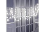 Rideau lumineux 100LED IP44 2x0.7M - câble transparent, BLANC FROID