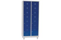 Manutan Expert - Vestiaire multicases sur pieds L 400/2 - 8 cases bleu - Acier époxy - Gris clair - 1900x830x500mm - 10 ans garantie
