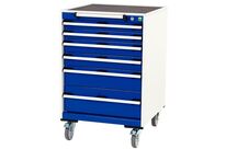 Bott - Établi mobile 6 tiroirs - L650xP650xH980 mm - Bleu/Gris Clair - Charge 300kg