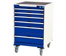 Bott - Établi mobile 6 tiroirs - L650xP650xH980 mm - Bleu/Gris Clair - Charge 300kg