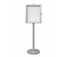 Vitrine d'Affichage sur Pied GRIS Fond Metal 4 Feuilles A4 H190cm