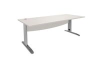 Manutan Expert - Bureau droit Quatuor 160cm Blanc/Gris - Pieds Métal L - Éco-responsable, 10 ans Garantie