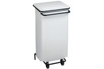 Medial - Poubelle à pédale 110L Blanc Métal - Frontale Amovible - 2 Roues - Recyclable