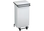 Medial - Poubelle à pédale 110L Blanc Métal - Frontale Amovible - 2 Roues - Recyclable