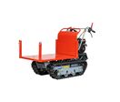 Brouette motorisée essence à chenilles surélevées et monte-escaliers benne plateau basculante à ridelles hydraulique 600KG 6,5CH 3+1R vitesses Torros MRP600H
