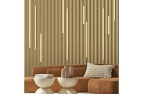 Lot de 8 Panneaux Acoustiques Muraux - Tasseaux Finition Chêne Blanc - Fond Noir - 240x60x2,2cm