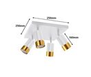 Plafonnier 4 Spots Orientables Carré OR pour Ampoule GU10 - Blanc