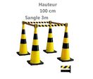 Cônes de balisage jaune noir à sangle 3 m
