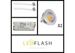 Kit x2 spot LED GU5.3 COB 4 watt (éq.50 watt) - Couleur éclairage - Blanc chaud 3000°K