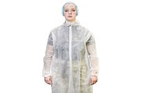 Blouse blanche non tissée PLP 4 pressions col chemise en carton de 100 | ID LABO 