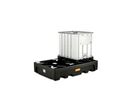 Bac de rétention 1 100 litres CUBI-PE pour 2 cubitainer sans caillebotis - Pour huiles,