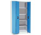 Manutan Expert - Armoire Haute à Portes Pliantes Bleues et Grises - 1000x500x1950mm - 500kg Charge Max - 4 Tablettes - Livrée Montée