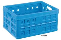 Bac de rangement pliable bleu 32 litres