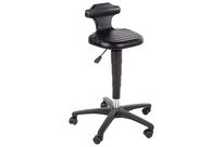 Bimos - Tabouret assis-debout en polyuréthane noir - Hauteur réglable 45-65 cm - Roulettes - Éco-responsable