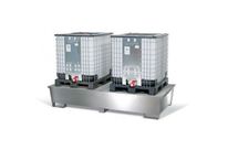 Bac de rétention en inox, avec caillebotis galvanisé, pour 2 cuves de 1000 litres