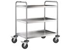 Blanco - Chariot à plateaux inox 3 niveaux - Charge 120kg - Roulettes pivotantes freinées - Garantie 3 ans