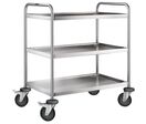 Blanco - Chariot à plateaux inox 3 niveaux - Charge 120kg - Roulettes pivotantes freinées - Garantie 3 ans