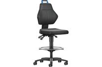 Manutan Expert - Siège d&amp;#039;atelier haut similicuir - Roulettes autobloquantes - Ergonomique - Réglable - Noir