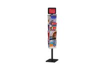 Porte brochure cristal double-faces sur pied NOIR - 8 cases A4