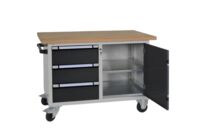 Etabli compact mobile avec blocs 3 tiroirs et porte