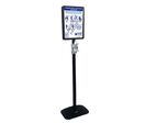 Poteau 2 faces Distributeur Flacons Gel + Cadre A3 Gris 158cm