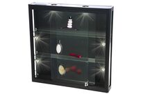 Vitrine Exposition Murale LED en Verre et Alu Noir