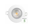 Pack de 5 - Spot LED Encastrable 5W IP65 Ø72mm Blanc - Blanc Chaud 2300K - 3500K