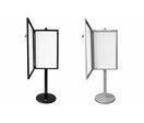 Vitrine d'Affichage sur Pied NOIR Fond Metal 6 Feuilles A4 H190cm
