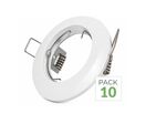 Pack de  10 - Support Spot Encastrable GU10 Rond en Acier - Blanc